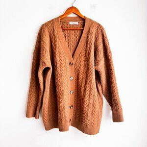 Bailey Camel Beige Chunk Cable Knit Classic Cardigan XXL